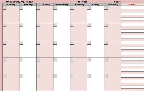 Blank Monthly Calendars For Planning The Whole Month