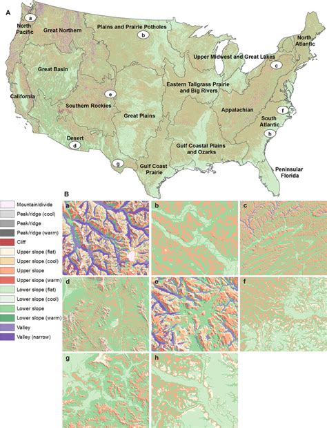 Landforms Of The Conterminous Usa A A Landform Map Of The Usa With