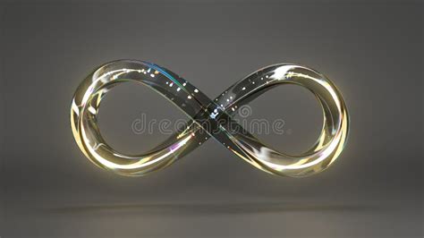 3d Render Glass Infinity Symbol With Neon Gold In Loop Animation With
