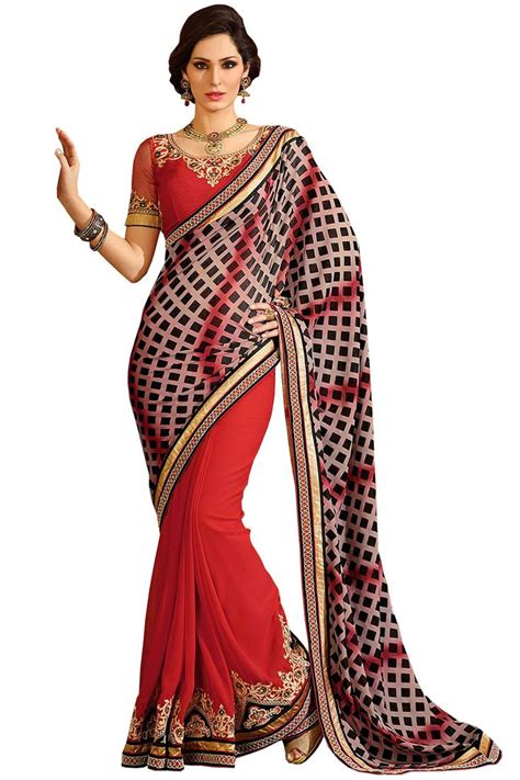Sarika 2412 | Brasso Georgette Saree | Embroidered Work Designer Sari | Saree designs, Saree ...