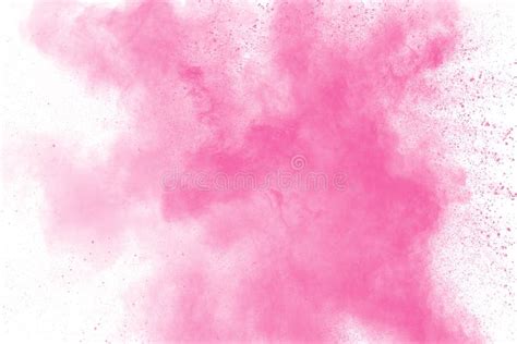 Pink Dust Particles Explosionpink Powder Splatter On White Background