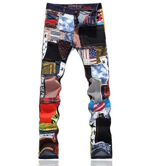 2015 Top Mens Cool Patch Jeans Beggars Pants Straight Leg New Fashion