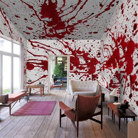 As the paint didn't fully withhold one hand wash, you need to make sure you also purchase a. Blood Spattered Wall Decor : bloody wall mural
