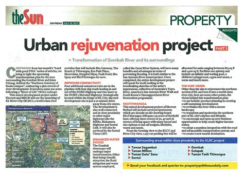 You can share your thoughts with us at. Urban rejuvenation project - Gombak River - Ekovest Berhad