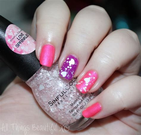 Sinful Colors Valentines Day Manicure With Hearts Swatches And Review
