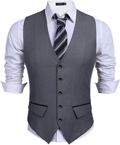 Coofandy Mens Business Suit Vest Slim Fit Dress Vest Wedding Waistcoat Ebay