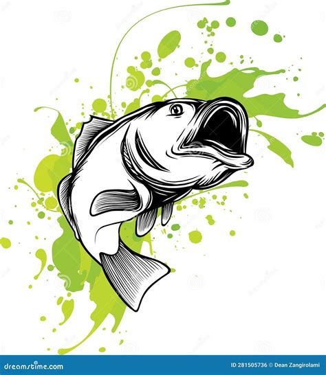 Illustration Of A Largemouth Bass Fish Jumping Done In Cartoon Style On