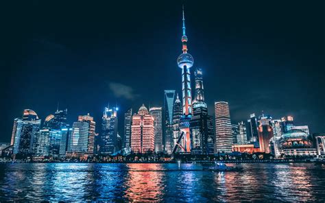 Download Wallpapers 4k Oriental Pearl Tower Night Shanghai