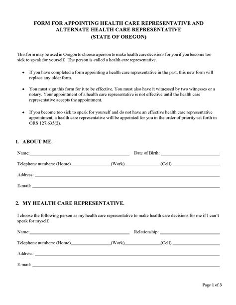 Power Of Attorney Form Free Printable Oregon Printable Forms Free Online