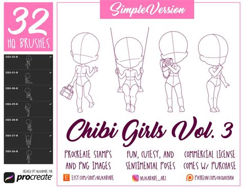 Procreate Chibi Base Chibi Pose Anime Chibi Stamp Guide Chibi