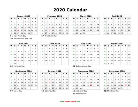 2020 Us Calendar Printable Qualads