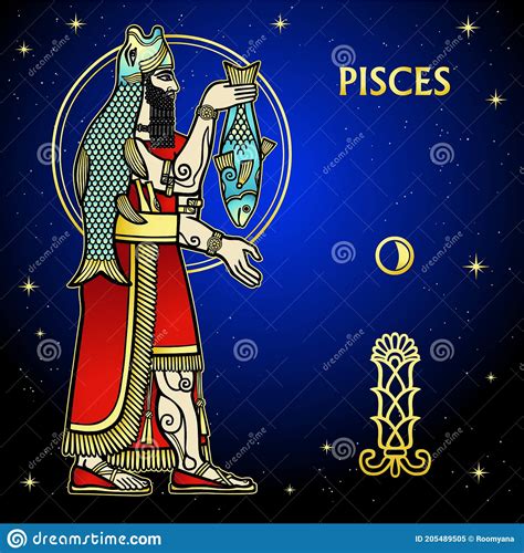 Cartoon Color Illustration Zodiac Sign Pisces Stock Vector