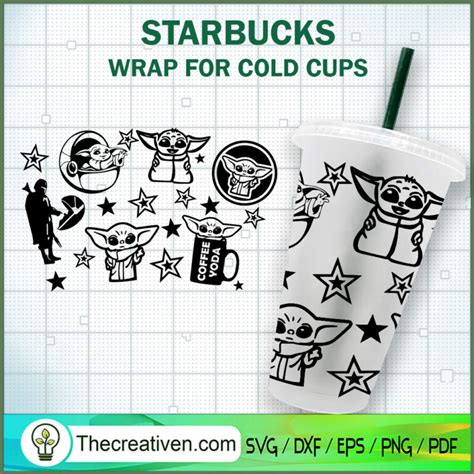 Star Wars Baby Yoda Starbucks Cold Cup Svg 24oz Venti Cold Cup