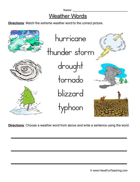Kinds Of Weather Worksheet For Grade 1