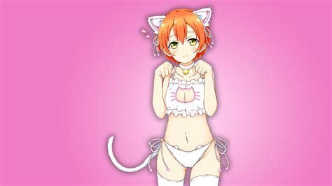 wallpaper anime girls love live cat girl hoshizora rin cat keyhole bra 1920x1080