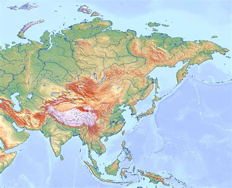 Mapa de Asia Político y Físico Mudo y con Nombres Países