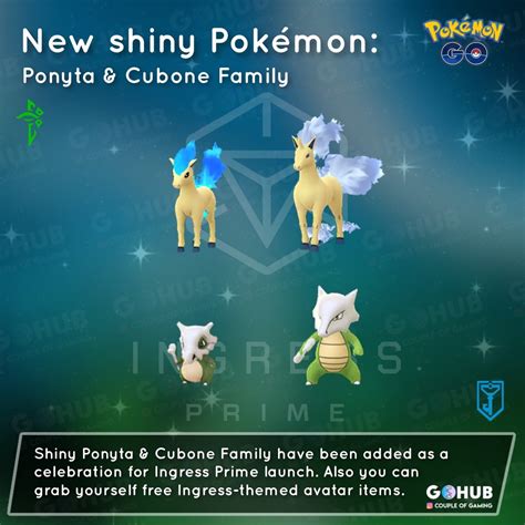 Shiny Cubone and shiny Ponyta are coming to Pokemon GO as part of the Ingress Prime celebration ...