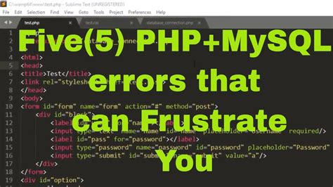 Five 5 Phpmysql Errors That Can Frustrate Programmers And How To Solve Each One Of Them Youtube