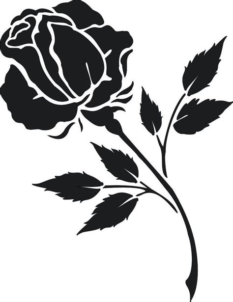 Seule Rose Pochoir En Relief Au Pochoir Rose Stencil Roses Drawing Flower Stencil Patterns