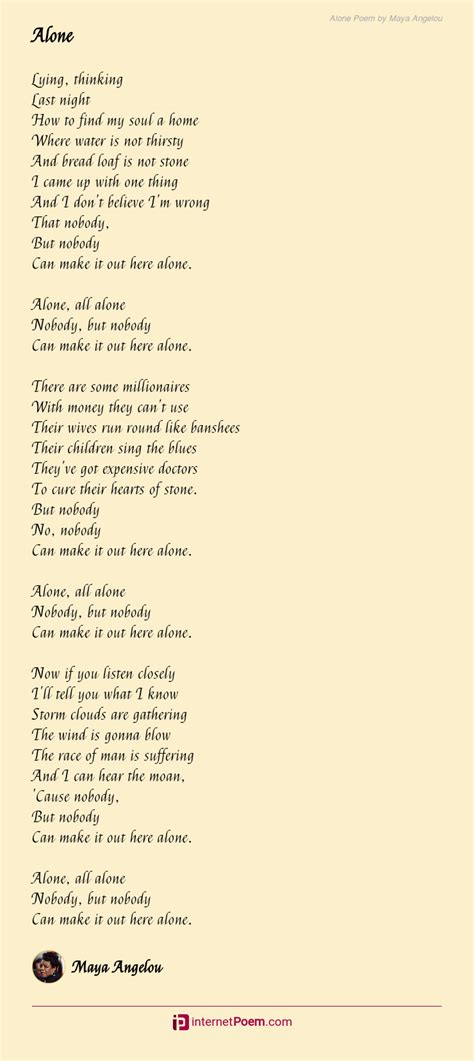 Alone Poem By Maya Angelou