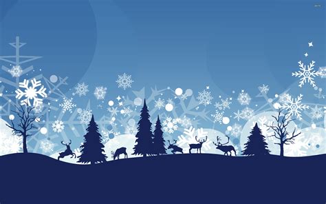 Winter Snow Nature Landscape Deer Vector Wallpapers