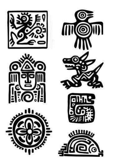 Conjunto De Azteca Maya Tatuajes Temporales Elegir Su Fav Aztec Art