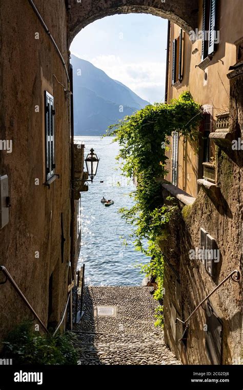 Italy Lombardy Lake Como The Colorful Village Of Varenna Alley