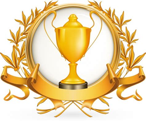 Award Logotype Trophy Wreath Ribbon Decor 3d Golden Free Vector In