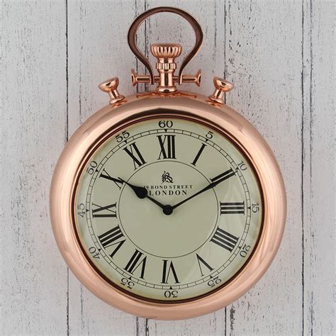 Vintage Copper Stop Watch Style Wall Clock Stopwatch Clock Copper