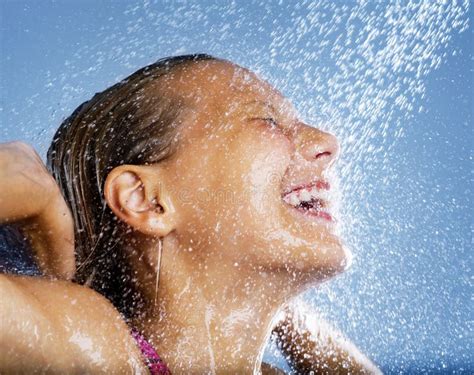 Girl Taking Shower Stock Photo Image Of Healthy Happy