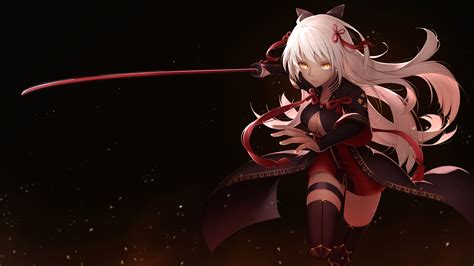 1440x2560 Resolution White Haired Female Anime Character With Sword