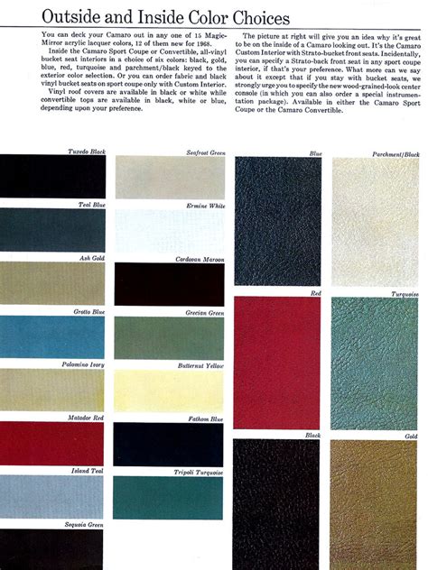 1969 Pontiac Firebird Interior Colors