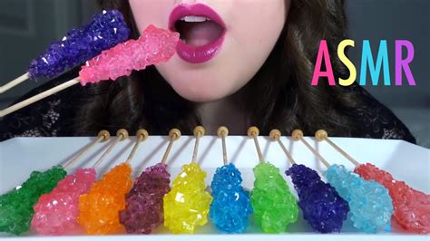 Asmr Rainbow Crystal Rock Candy Extremely Satisfying Eating Sounds