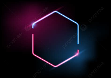 Abstract Geometric Hexagon Frame Border Light Neon Effect Vector