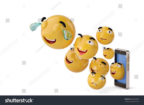 Smartphone Emoji Icons3d Illustration Stock Illustration 582065053