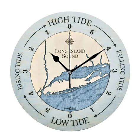 Rustic Beach Ocean Tide Time Decorative Wall Clocks Round Large Coastal