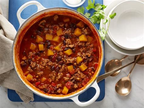 Most chili recipes incorporate meat, some add beans, and others are strictly vegetarian. Butternut Squash and Turkey Chili Recipe | Food Network ...