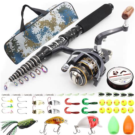 M Carbon Fiber Spinning Fishing Rod And Reel Combo Set Telescopic