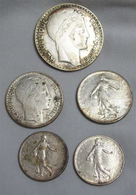 Lot Of 5 French France Silver Coins 1916 1933