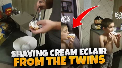 Disgusting Shaving Cream Éclair Prank Dad Pranks On Twins Youtube
