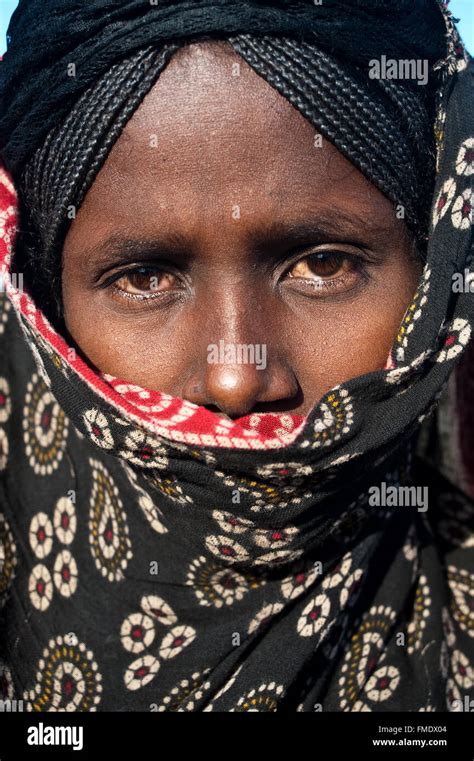Young Muslim Woman Belonging To The Afar Tribe Ethiopia Stock Photo