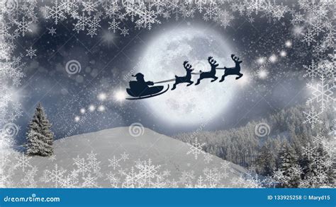 Christmas Eve Background Magic Christmas Scene With Santa Claus In A