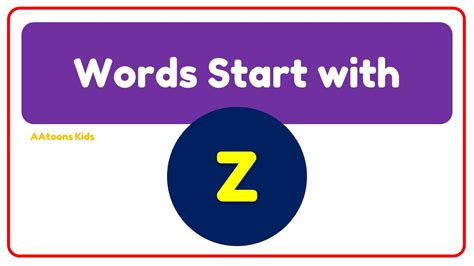 Words Start With Z For Kids Aatoons Kids