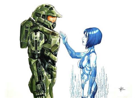 Master Chief And Cortana Halo Drawings Halo Master Chief Halo Armor