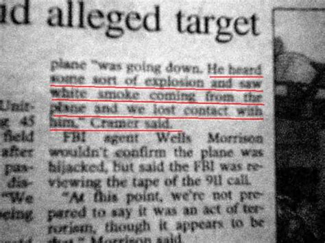 No one was injured on board but debris, including what appeared to be the large engine covering was found in front of a house nearby. Flight 93 - Proof of 9/11 Lies by the US Government and Media