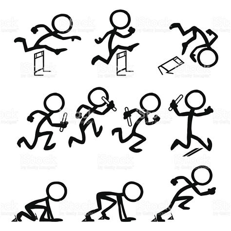 Stick Figure People Olympic Running Royalty Free Stock Vector Art