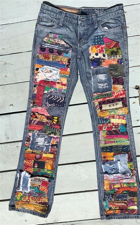 Artisanats Denim Boho Jeans Denim Diy Upcycled Denim Hippie Jeans