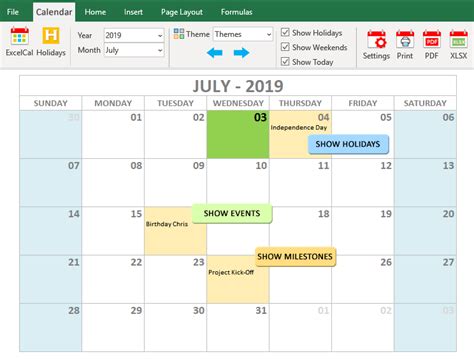 Excelcal Printable Excel Calendar Template Gambaran