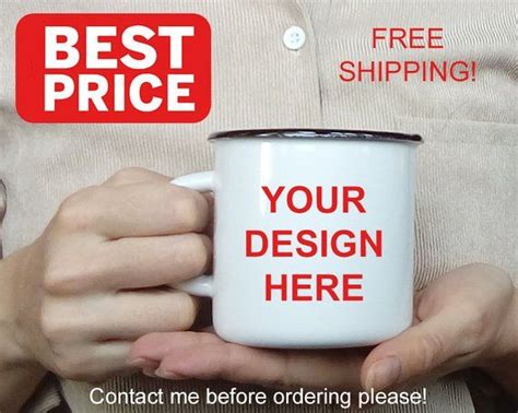 They feel great to hold. Custom Mug Logo/Print Enamel Camping Mug Metal Tin Cup ...