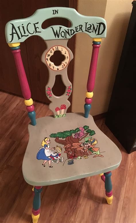 Alice In Wonderland Hand Painted Chair Painted Furniture Whimsical